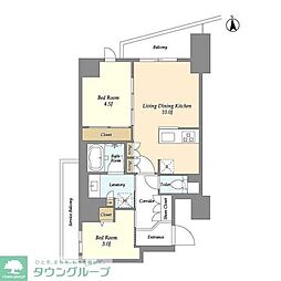 コンフォリア竹ノ塚イースト 8階2LDKの間取り