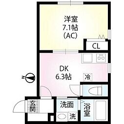 SQUARE2 1DKの間取図画像