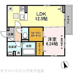 サンティエ2 1LDKの間取図画像