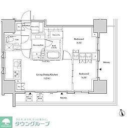 ザ・パークハビオ北千住 2LDKの間取図画像