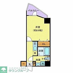 プレール・ドゥーク西新井II 1Kの間取図画像