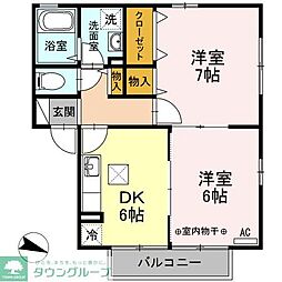 イーストコート26 2DKの間取図画像
