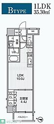 Alivis綾瀬 1LDKの間取図画像