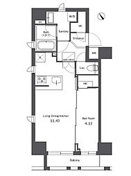 COMFORIA台東根岸 1LDKの間取図画像