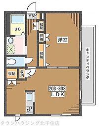 サンライトクレスト 1LDKの間取図画像