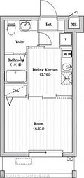 アーバンパーク六町 1DKの間取図画像