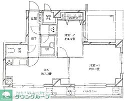 パペーテ千住新橋 2DKの間取図画像