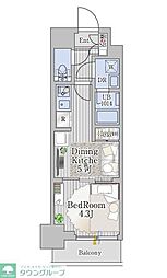 グランエール西日暮里SOUTH 1DKの間取図画像