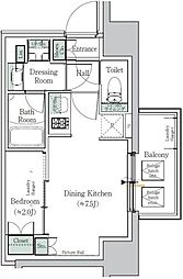 ONE ROOF RESIDENCE NISHINIPPORI 1DKの間取図画像