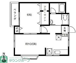 コーポ北嶋 1LDKの間取図画像