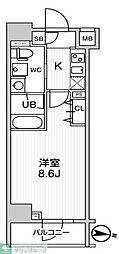 ジェノヴィア三ノ輪スカイガーデン 1Kの間取図画像