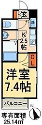 アパートメント桜 1Kの間取図画像
