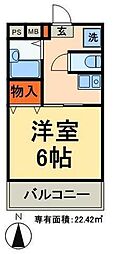 J.S北千住 1Kの間取図画像