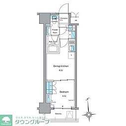 ルフォンプログレ上野稲荷町 1DKの間取図画像