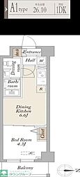 KDXレジデンス梅島 1DKの間取図画像