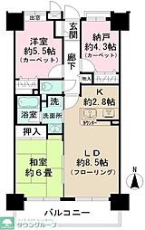 ライオンズプラザ梅島 2SLDKの間取図画像