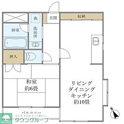 クレル洸雙 2階1LDKの間取り