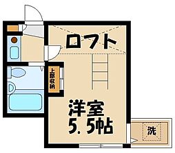 レオパレス祖師ヶ谷 2階1Kの間取り
