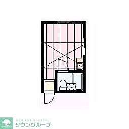 リヴィエール狛江 2階ワンルームの間取り