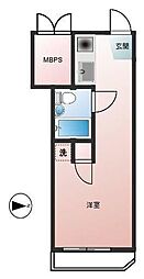 メゾンドセプトル 2階ワンルームの間取り