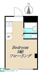 芦花公園ハイツ 3階ワンルームの間取り