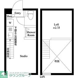 ハーモニーテラス上高井戸III 2階ワンルームの間取り