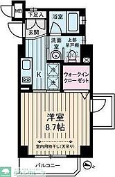 ドゥーシエル桜新町 4階1Kの間取り
