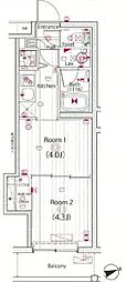 ガーラ・ヴィスタ祖師ヶ谷大蔵 2階2Kの間取り