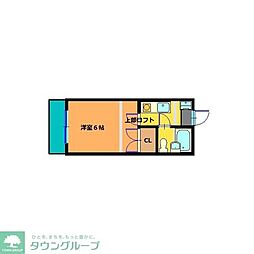 モリー90 2階1Kの間取り