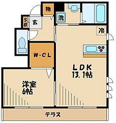 ジルエット 1階1LDKの間取り