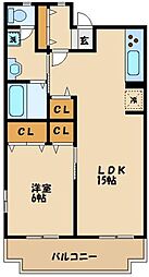 グランシャリオ砧 2階1LDKの間取り