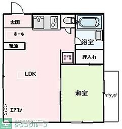 コーポせせらぎ 1階1LDKの間取り