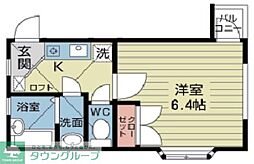 グリシーヌ成城 2階1Kの間取り