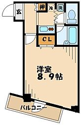 マッゾカラスヤマ 2階1Kの間取り