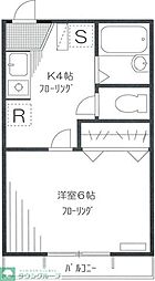 カルム下高井戸 2階1Kの間取り
