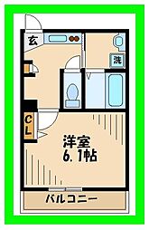 メゾン・ル・ソール 2階1Kの間取り