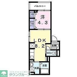 ハウオリ 2階1LDKの間取り