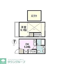 砧四丁目メゾネット 2階1DKの間取り