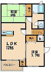 マイネブルクＢ 2階2LDKの間取り