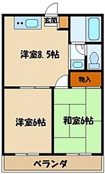 プレステージ狛江 1階2LDKの間取り