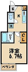 CEL千歳烏山 1Kの間取図画像