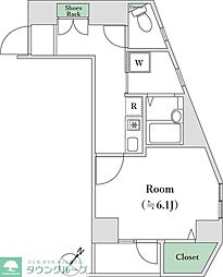 プレール・ドゥーク用賀 1Kの間取図画像