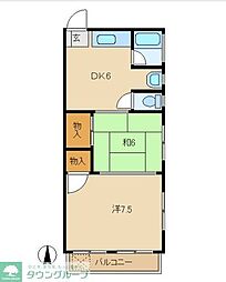 ラフォーレ成城 2DKの間取図画像