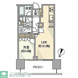 二子玉川ライズタワー&レジデンスタワーウエスト 1LDKの間取図画像