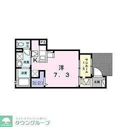 アレグレス代沢 ワンルームの間取図画像