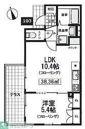 サラテラス 1LDKの間取図画像