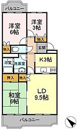第2コスモスヴィラ 3LDKの間取図画像