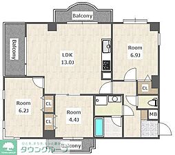 ベル・ヴィラージュ船橋 3LDKの間取図画像