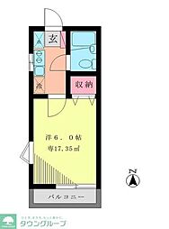 ルミエール船橋 1Kの間取図画像