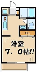ヴァンベールタナカ2 ワンルームの間取図画像